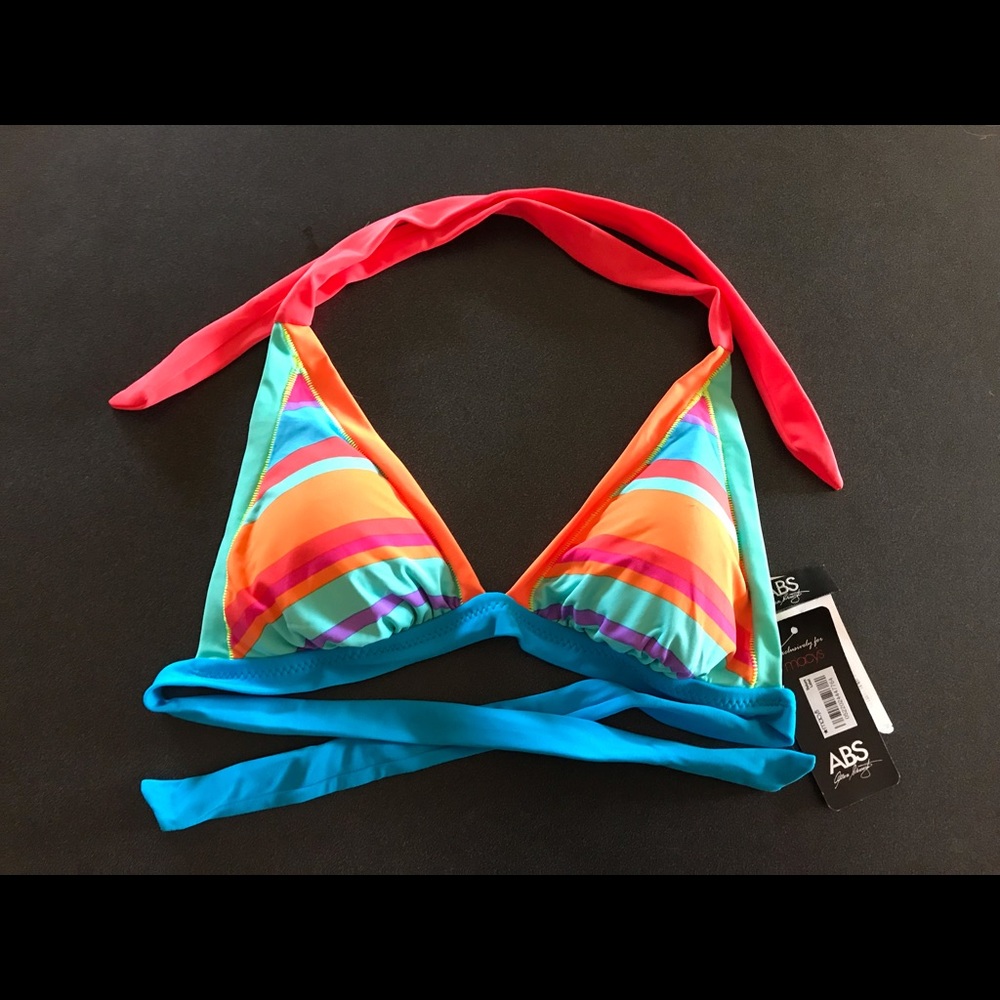 ABS colorful stripes triangle bikini top NWT